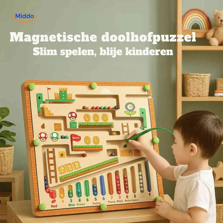 Educational magnetic puzzle maze for developing logical thinking.