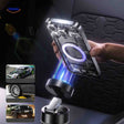 Magnetic phone holder with extra-strong grip securely holding smartphone.