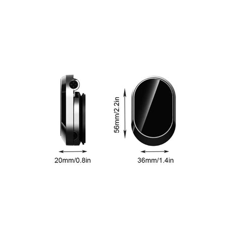Magnetic car phone mount with dimensions labeled, showing the compact size and exact measurements.