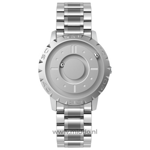 Silver magnetic watch with premium stainless steel band.