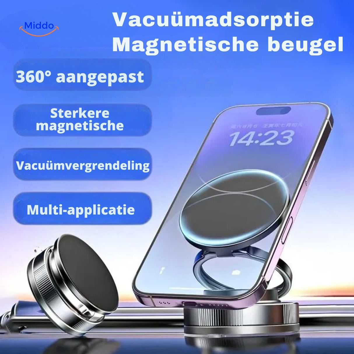 360-degree rotating magnetic phone stand for versatile hands-free viewing angles.