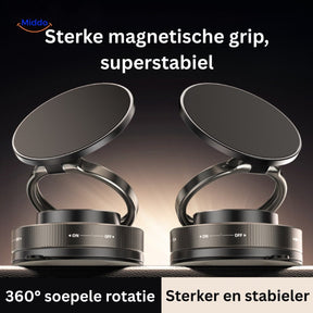 Magnetic phone holder featuring super-stable rotation mechanism for hands-free viewing.