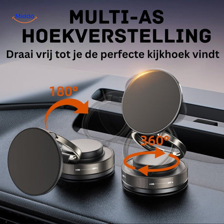 Dashboard phone holder with multi-axis angle adjustment for optimal viewing positions.