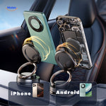 Universal magnetic phone holder compatible with all iPhone and Android devices.