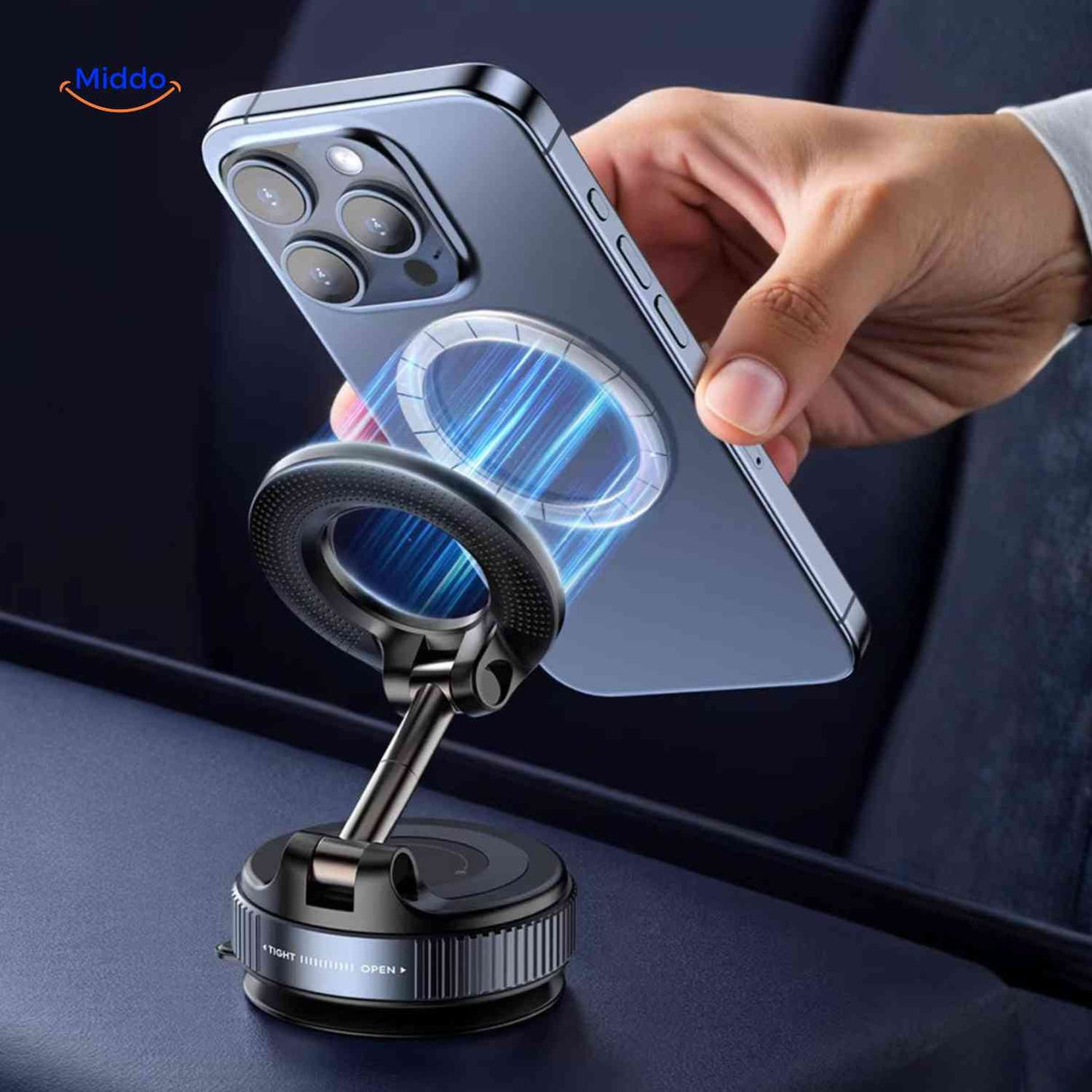 MagSafe ring adapter accessory for magnetic phone holder, shown detached from base