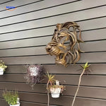 Detailed view of the majestic lion head resin sculpture showcasing fine facial features and craftsmanship.