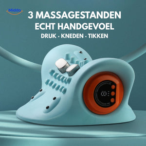 Neck massage pillow with six adjustable massage intensity settings.