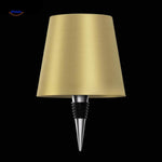 Matte gold finish rechargeable bottle lamp with sophisticated elegance.