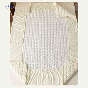 Mattress protector with full corner coverage and elastic straps for secure fit.