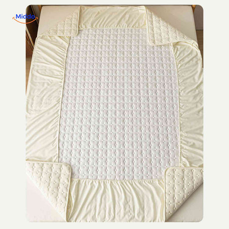 Mattress protector with full corner coverage and elastic straps for secure fit.