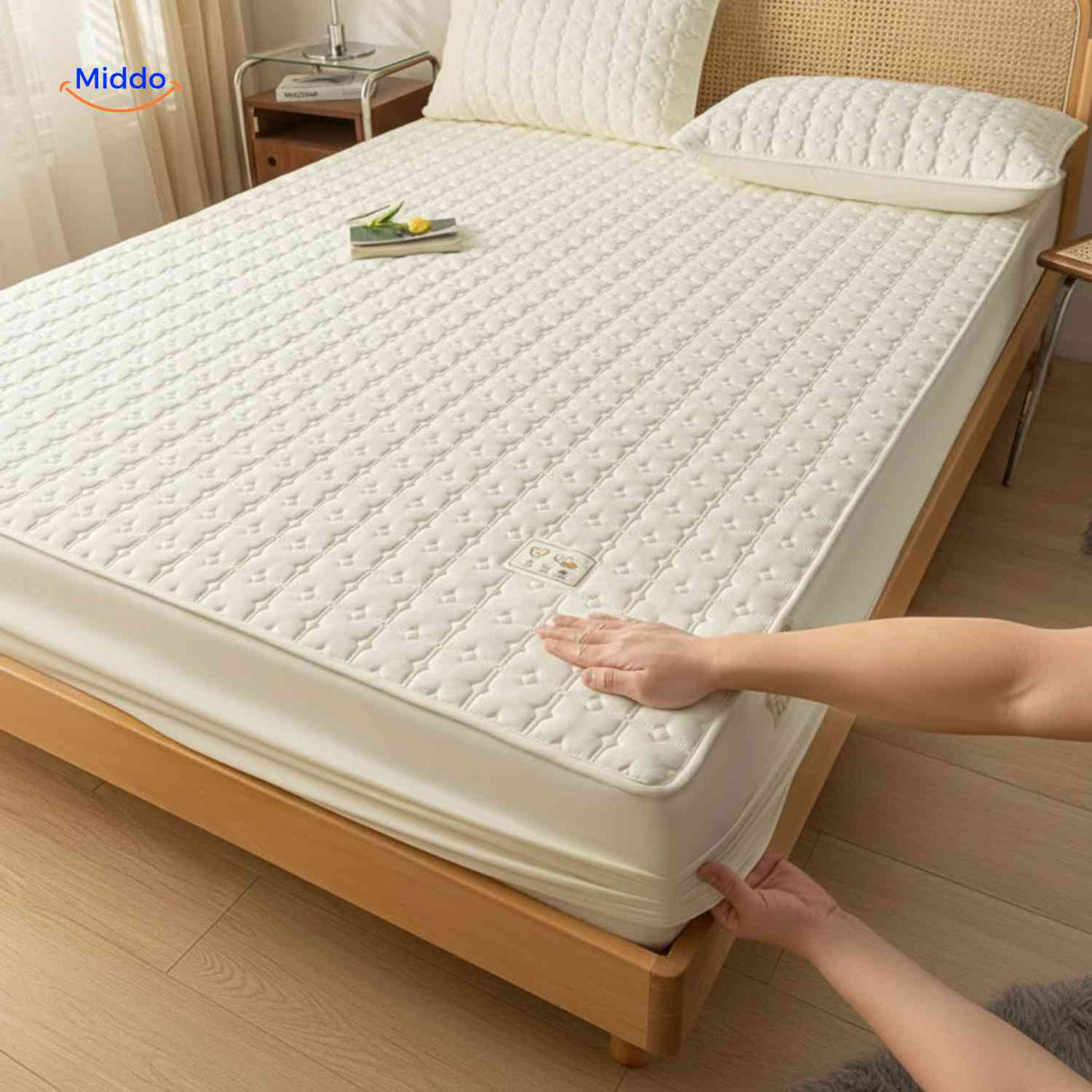 Two-layer quilted mattress protector combining comfort with waterproof protection.