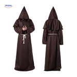 Medieval monk halloween costume featuring authentic period hooded robe.