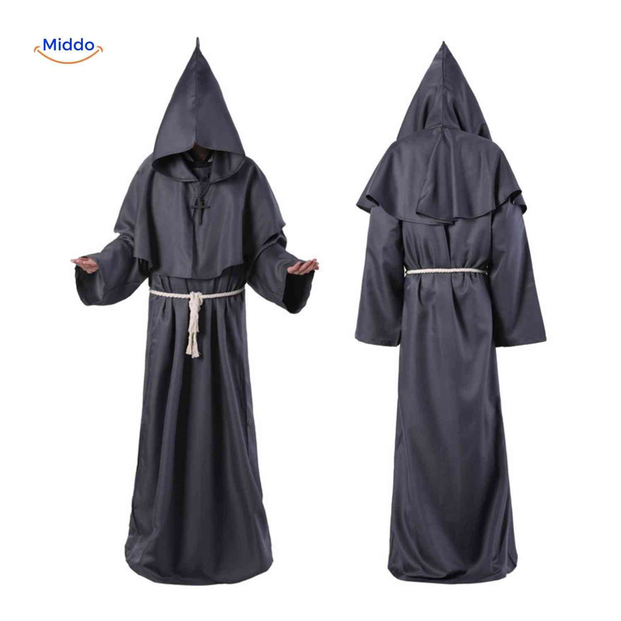 Medieval priest costume robe with authentic ecclesiastical design details.
