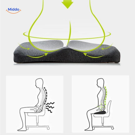 Ergonomic seat cushion with premium lumbar support for proper posture and spinal alignment.