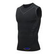 Men's black VitaBoost PowerVest compression vest enhancing posture and creating a leaner appearance.