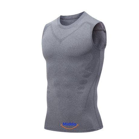 Grey VitaBoost PowerVest compression vest providing muscle support and body shaping benefits.