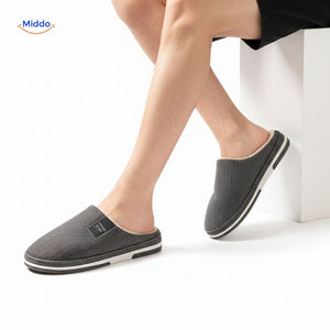 Men's slippers with enhanced grip and plush soft lining.
