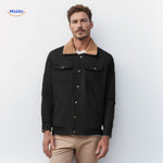 WinterFlex men's winter jacket in classic black with warm brown collar.
