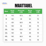 WinterFlex men's winter jacket sizing guide and measurements.