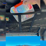 Mesh storage bag with interior space for tackle boxes and fishing supplies.