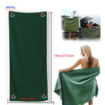 Quick-dry magnetic towel secured with corners for swimming and water sports.