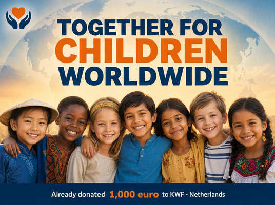 Middo supports children worldwide - together for children charity donation, already donated 1,000 euro to KWF in the Netherlands