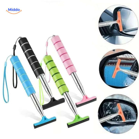 Multicolor compact window squeegees with durable rubber blades for streak-free cleaning.
