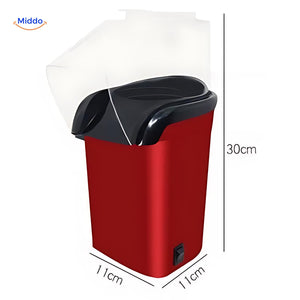 Technical specifications for the mini electric popcorn maker with dimensions and features.