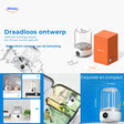 MiniWash Pro portable cordless washing machine with powerful battery in compact design.