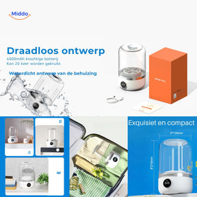 MiniWash Pro portable cordless washing machine with powerful battery in compact design.