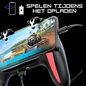GameFlex H10 mobile gaming controller charging while playing competitive FPS games.