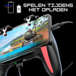 GameFlex H10 mobile gaming controller charging while playing competitive FPS games.