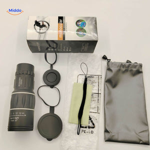 Night vision monocular with tripod and complete set of accessories included.