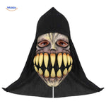 Monster mask with large teeth for horror costume.