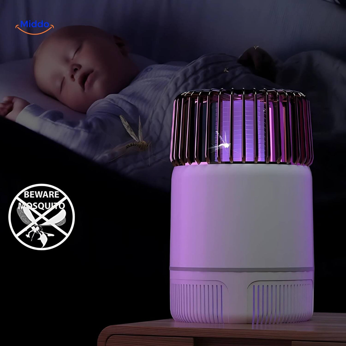 Silent electric mosquito killer lamp in child's bedroom providing chemical-free pest control.