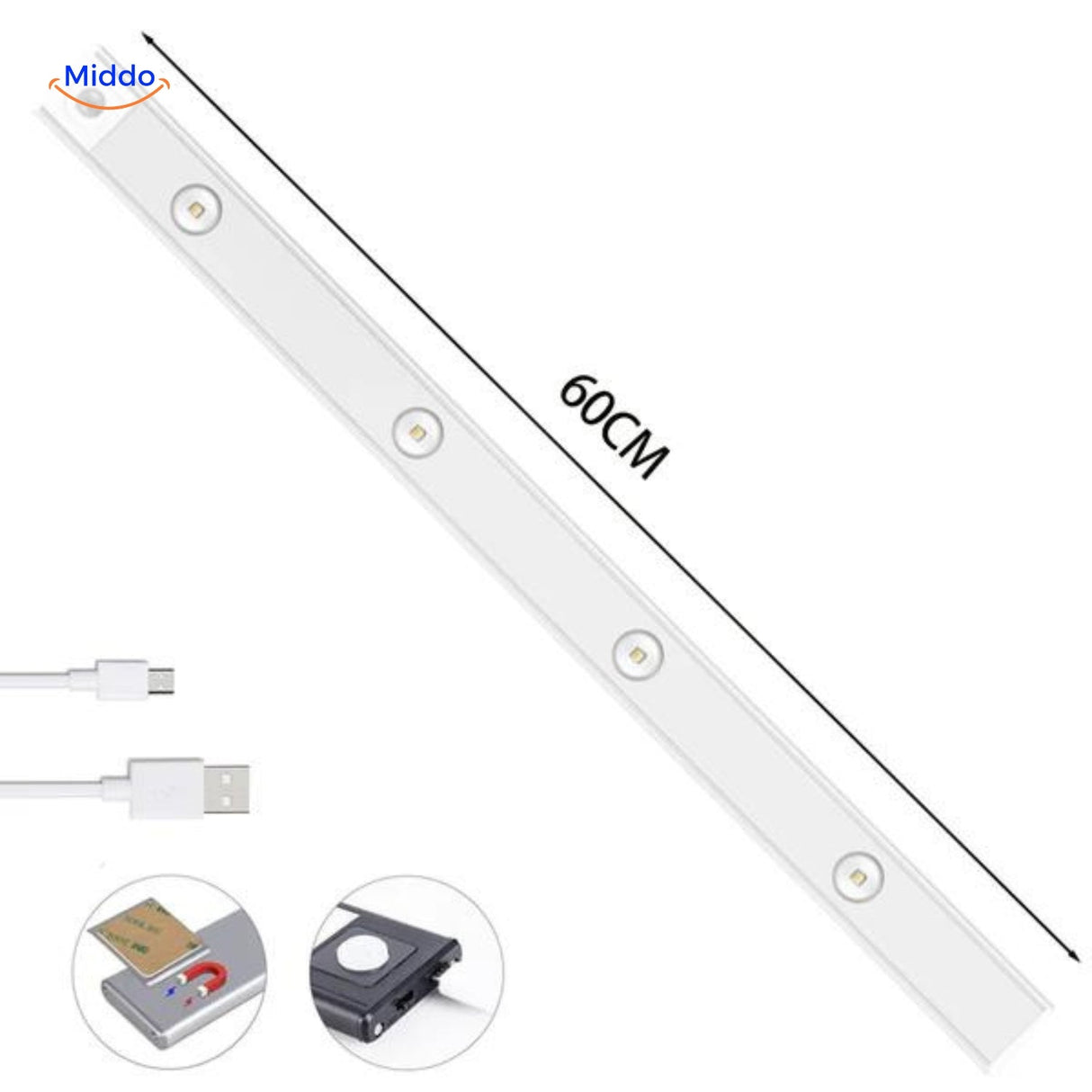 30cm USB LED motion sensor light strip compact size for tight spaces.