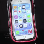 Waterproof motorcycle phone mount product shot on dark background highlighting grip design.