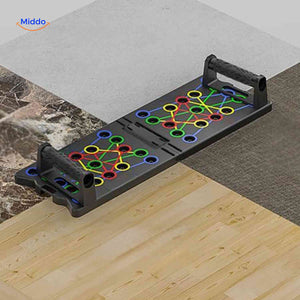 Push-up board demonstrating stable performance on various floor surfaces.