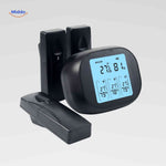 Multi-zone thermometer-hygrometer with multiple wireless sensors for different rooms.