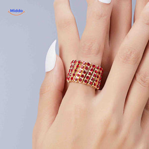 Multicolor adjustable ring bracelet with sparkling crystal rhinestone accents.