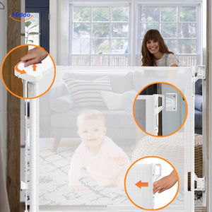 Versatile retractable gate for both pet and child safety containment.