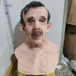 Aged old man mask with prominent mustache and detailed wrinkles.