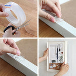 NanoGrip double-sided tape securing wall decoration with waterproof hold.
