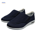 Navy blue comfort shoes with mesh upper for enhanced ventilation.