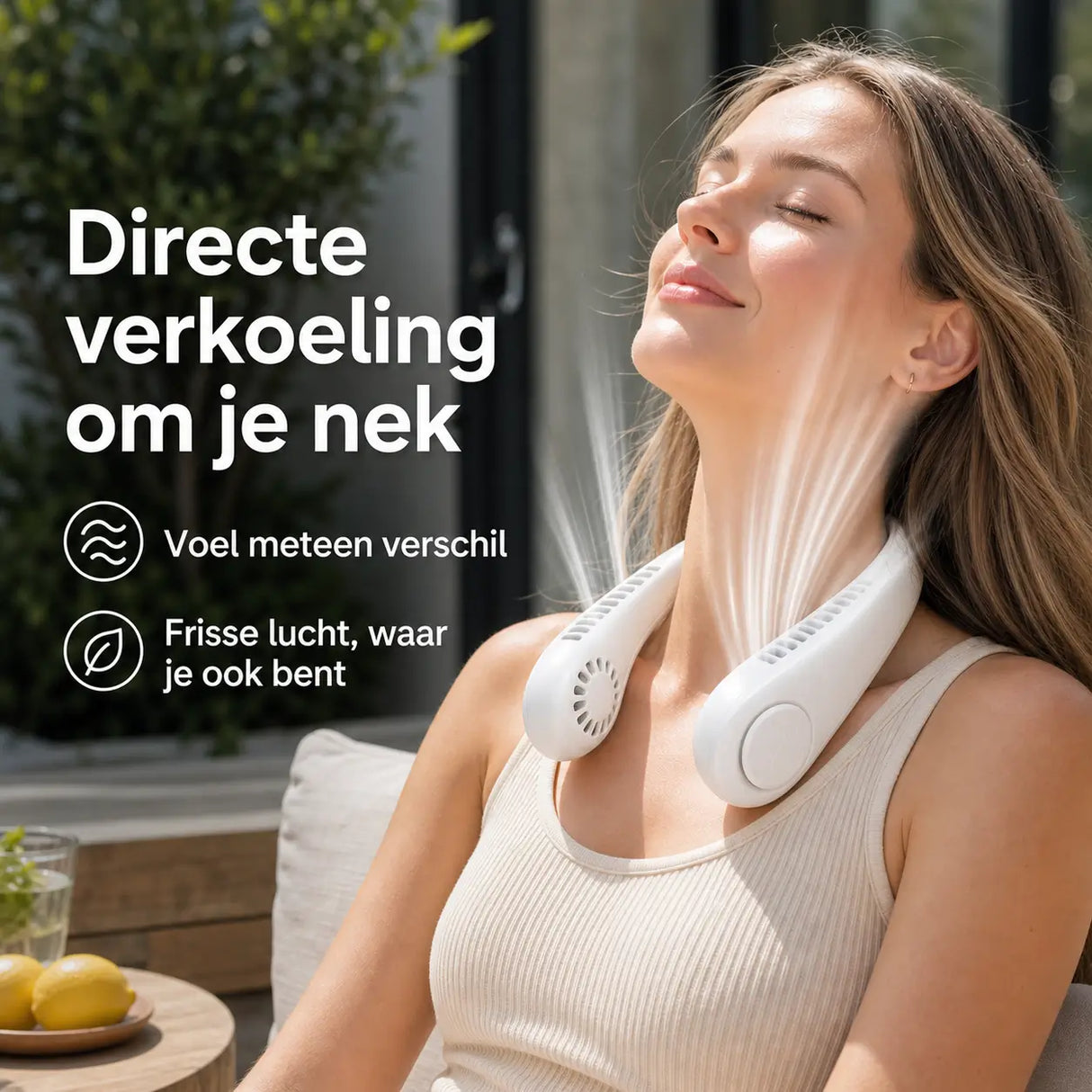 Comfortable and lightweight neck fan for fresh, cool relief.