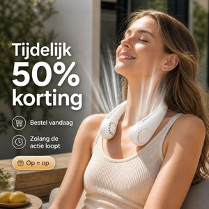Limited-time 50% discount on portable neck fan cooling solution.