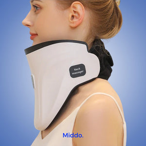 Side profile demonstrating how the cervical massager fits the neck.