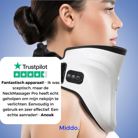 Customer testimonial showing real results with the cervical neck massager.