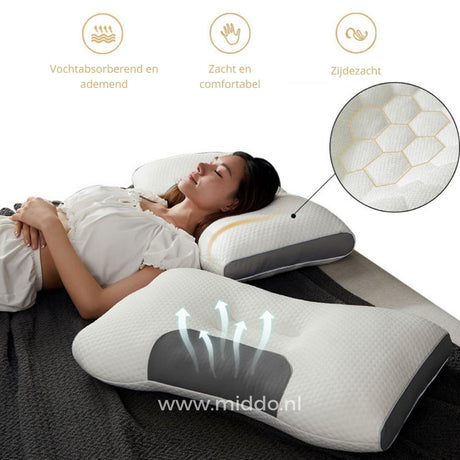 DreamGuard Pro neck support pillow shown from the side with breathable design