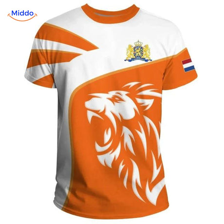 Alternate color or variant view of the Netherlands orange football tee.
